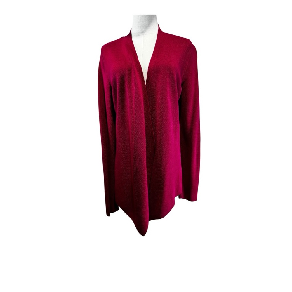 Eileen Fisher Magenta Silk & Tencel Blend Open Wrap Cardigan - Size M - EUC
